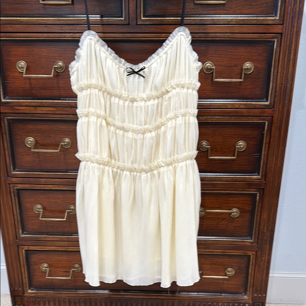 Zara Cream Ruffled Tiered Babydoll Dress